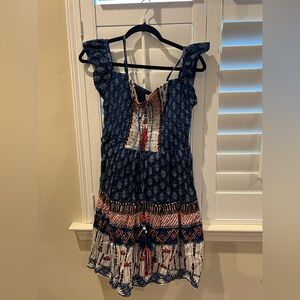 Derhy L Bohemian Blue and Red Sundress